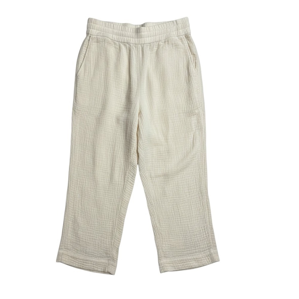 Soft Surroundings Beach Bound Gauze Crop Pants Ecru Womens PL 3FR1440802 NEW